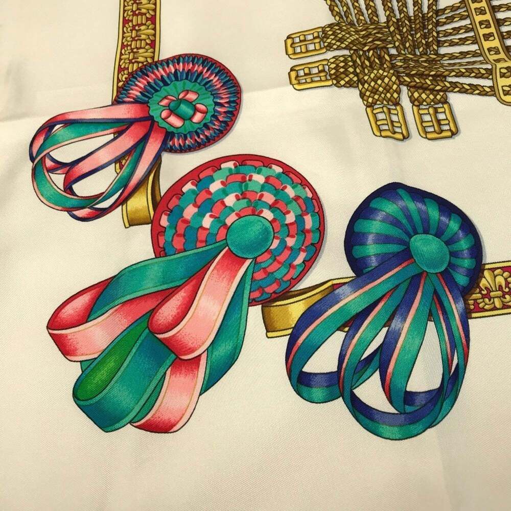 HERMES White Silk Scarf - Picture 8 of 12